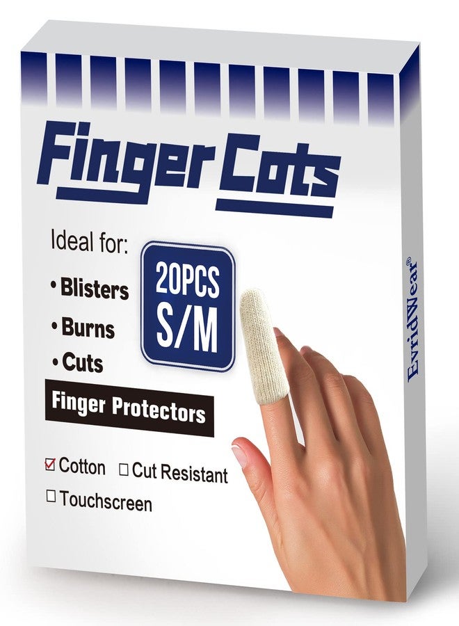 Evridwear Cotton Finger Cots Cotton Cushion 20PCS for Cracked Skin, Eczema, Calluses, Moisture Wicking, Finger Protection for Men & Women (Short Length) - Image 1